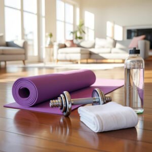 Yoga Mat and Dumbells